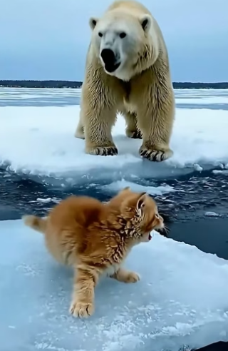 D0304011 Mother Cat Fights to Save Her Kittens An Old Man